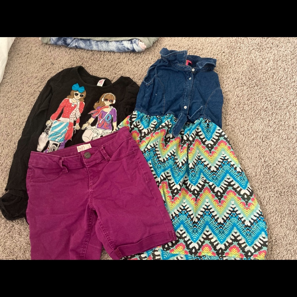 GIRLS SIZE SMALL SHORTS DRESS AND LONG SLEEVE